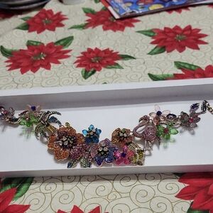 Floral Multicolor Flamingo Necklace